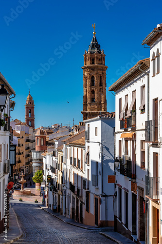 San Sebastian church tower in Antequera  Malaga Province  Andalusia  Spain