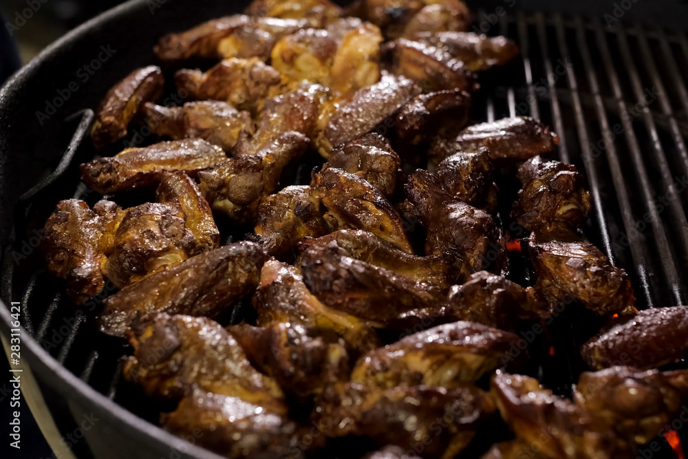 pieces of grilled chicken, flavored poultry meat pieces of grilled chicken, flavored poultry meat