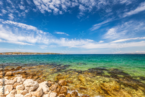 View of sea from the Vir island in the Zadar County of Croatia, Europe.