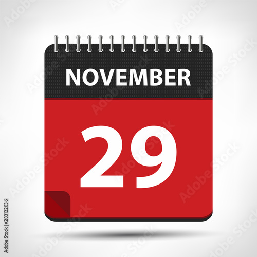 November 29 - Calendar Icon - Calendar design template