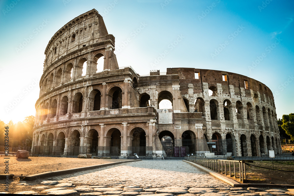 Colosseum At Sunrise In Rome, Italy