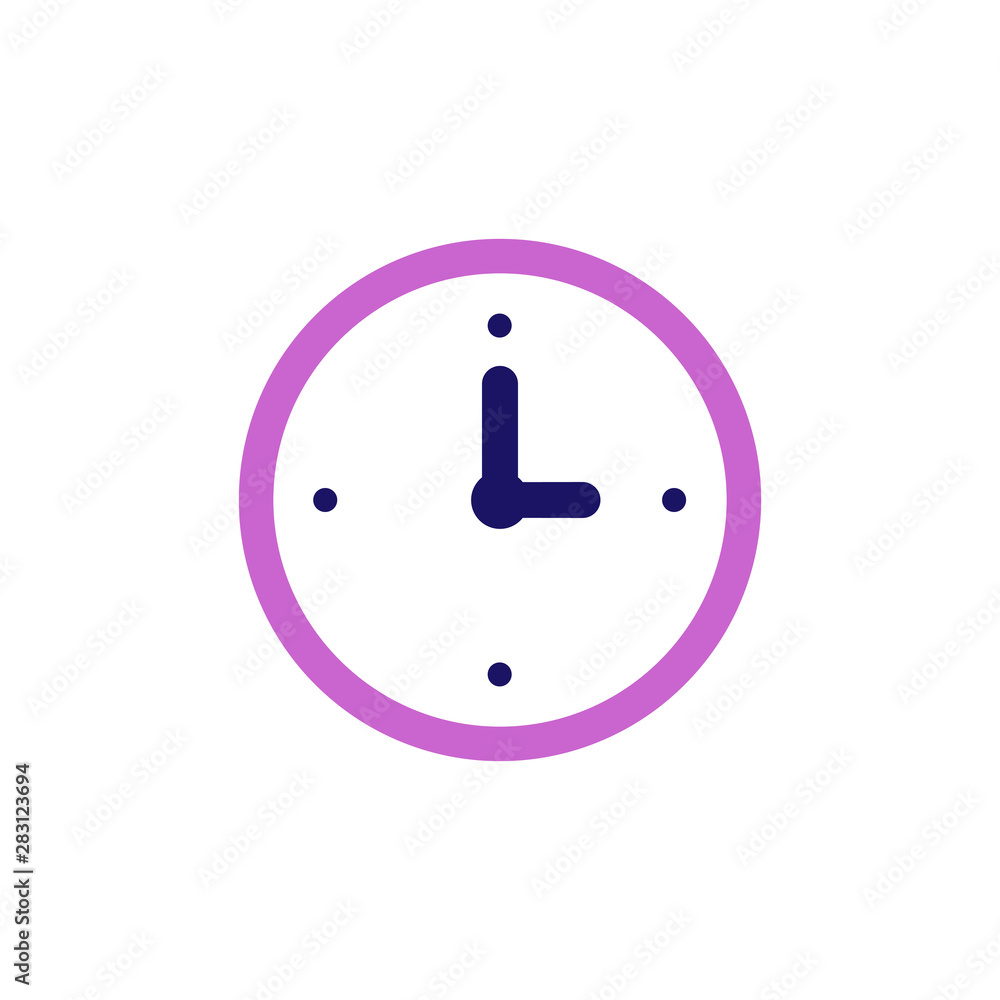 Clock icon vector. Flat design element watch isolated on white background. Clock icon vector. Flat design element watch isolated on white background.