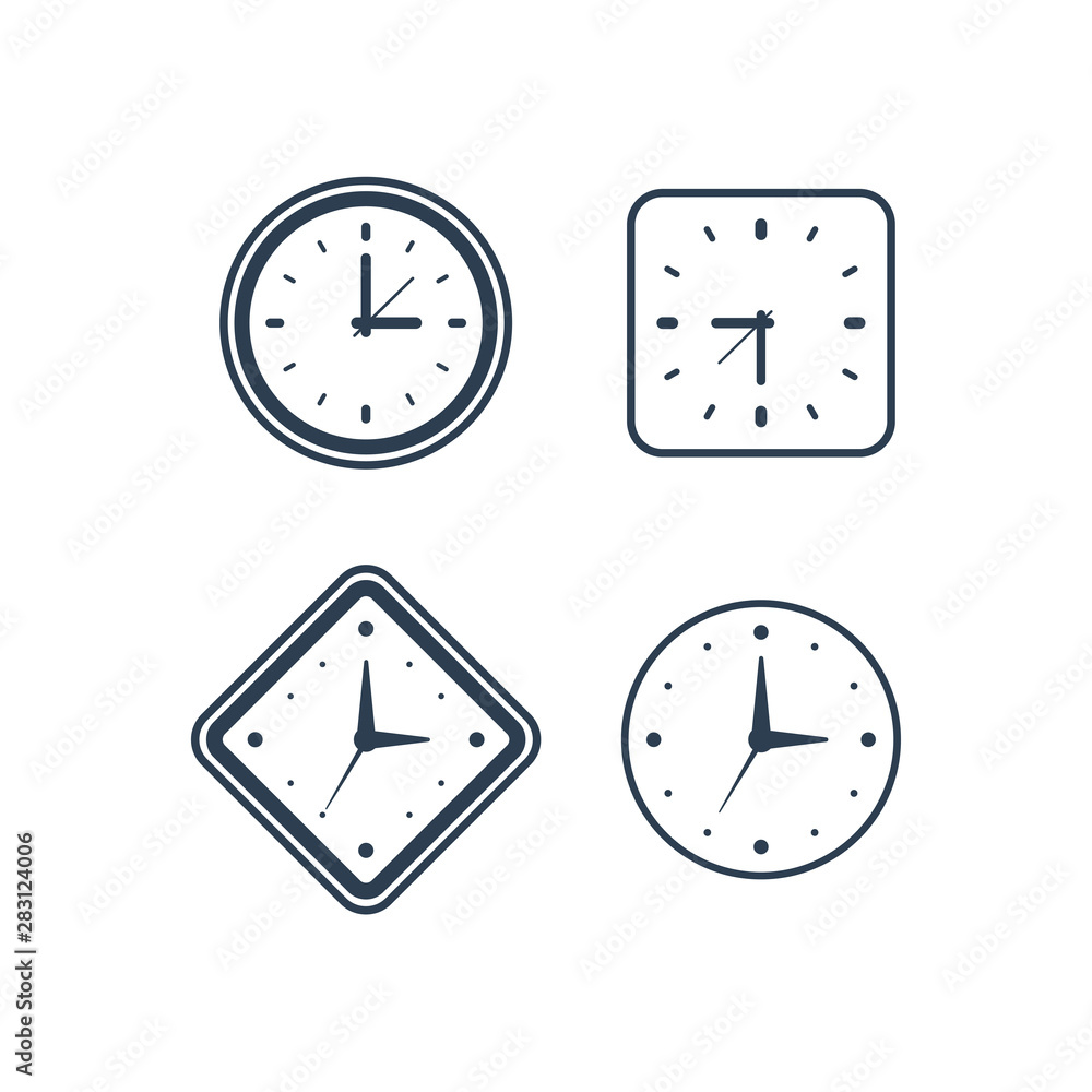 Clock icon vector. Flat design element watch isolated on white background. Clock icon vector. Flat design element watch isolated on white background.