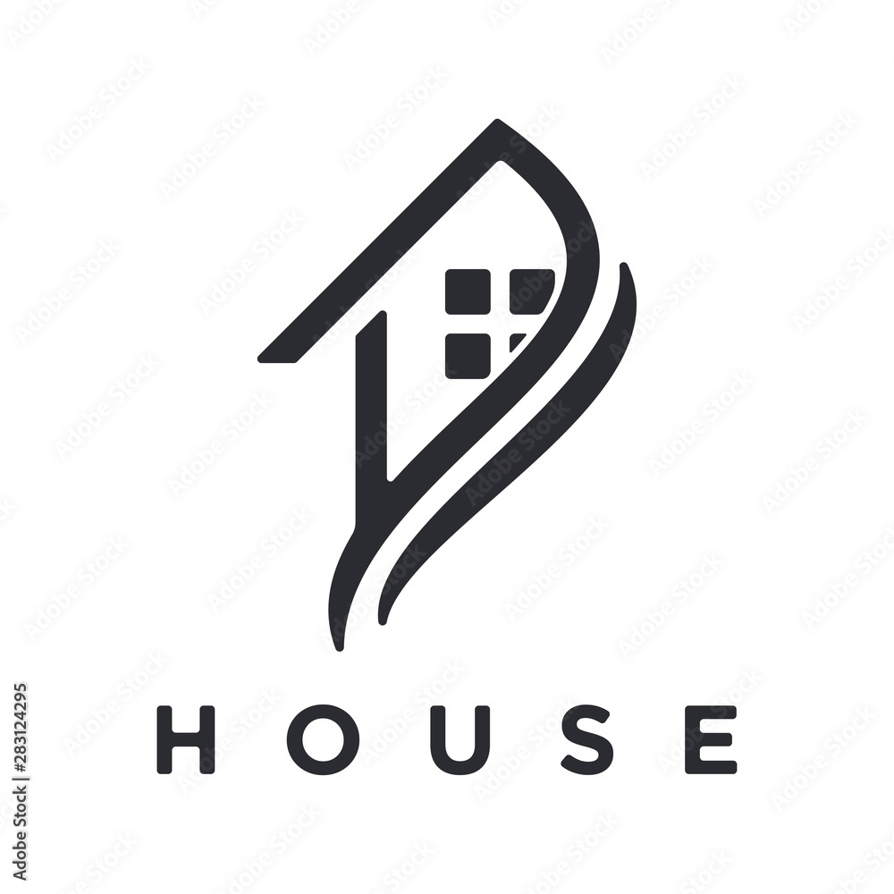 Vector logo of modern minimalist house Stock Vector | Adobe Stock