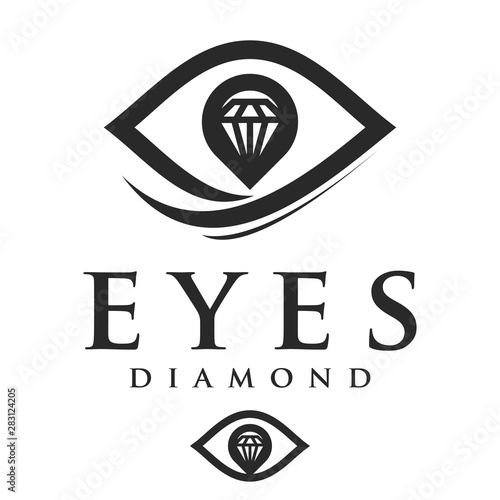 Vector logo of eye shape with fancy diamonds