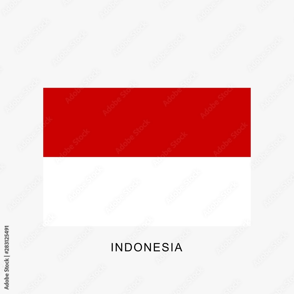 Indonesia flag flat design vector, red and white flag illustration, south east asia flag design.