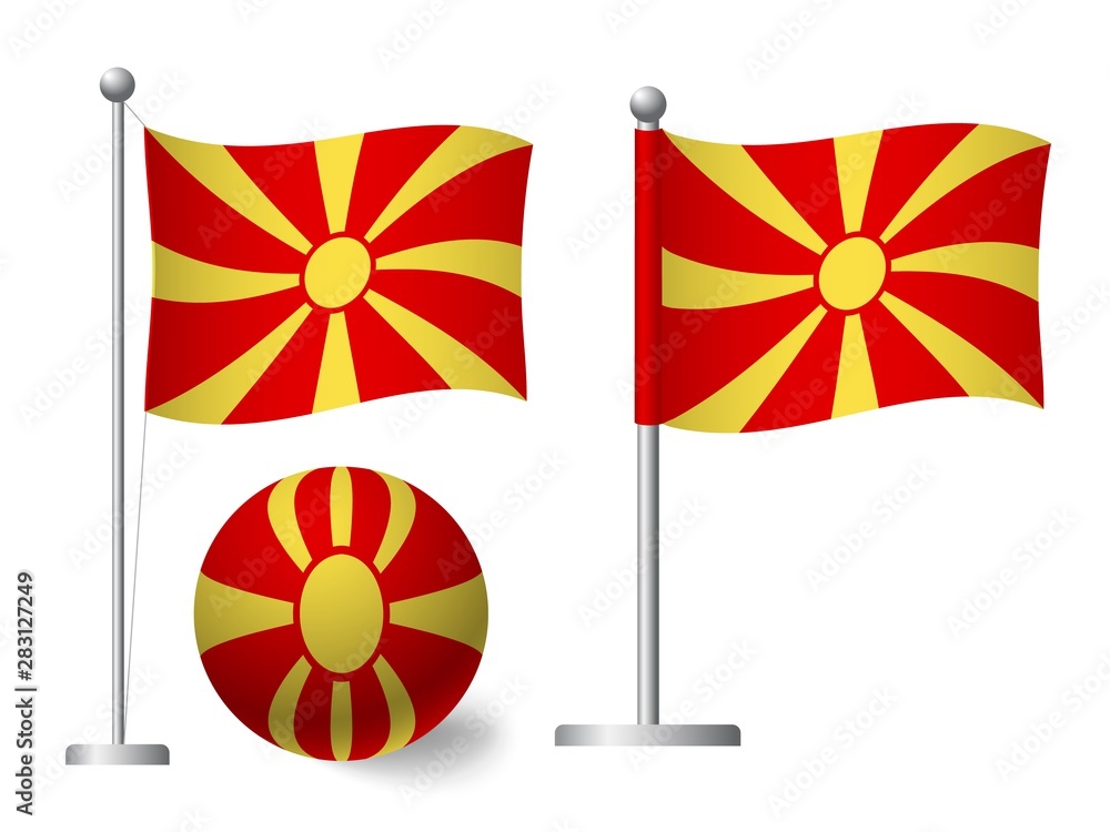 Macedonia flag on pole and ball icon