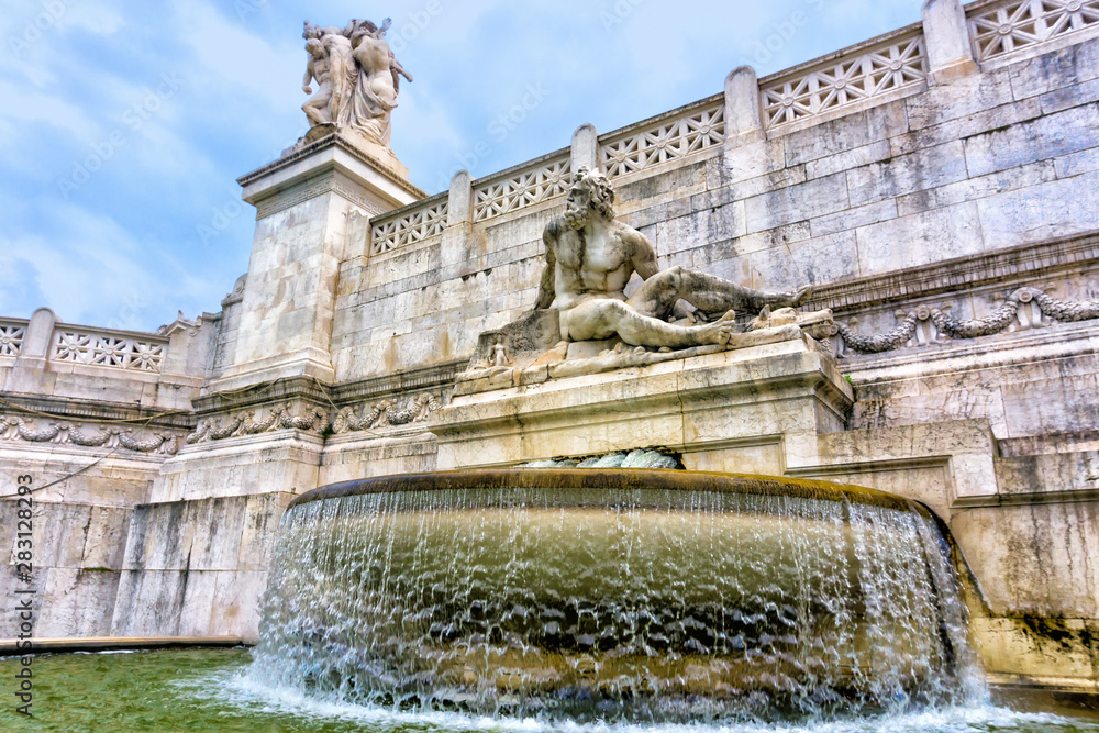 Tyrrhenian Fountain at the Monument to Vittorio Emanuele II in Rome, Italy