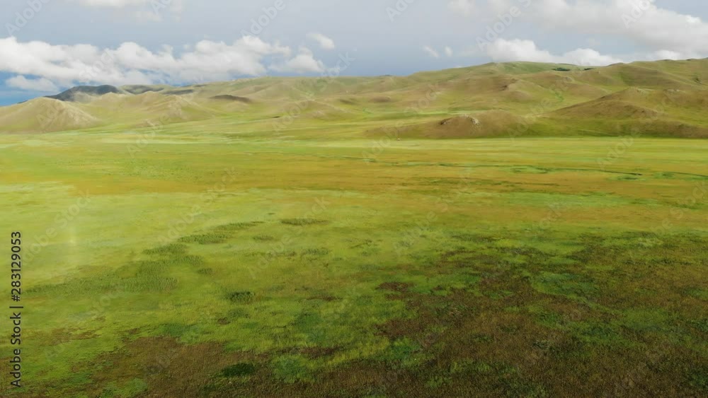 Aerial View. Sunset. Flight over Mongolian landscape. Aerial View. Sunset. Flight over Mongolian landscape.