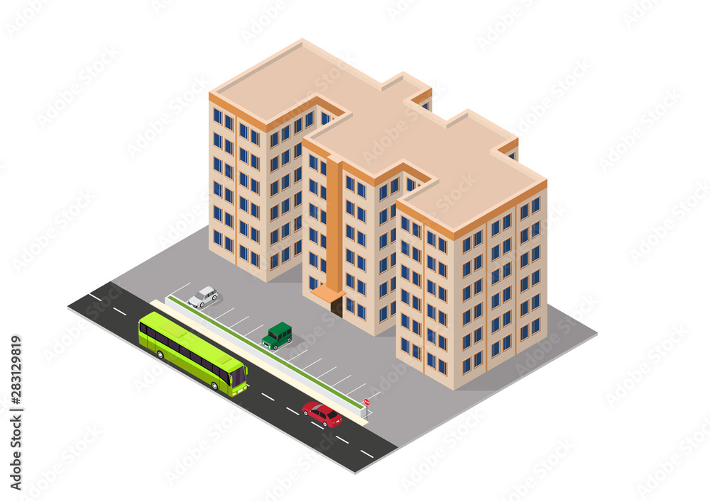 vector isometric apartment building