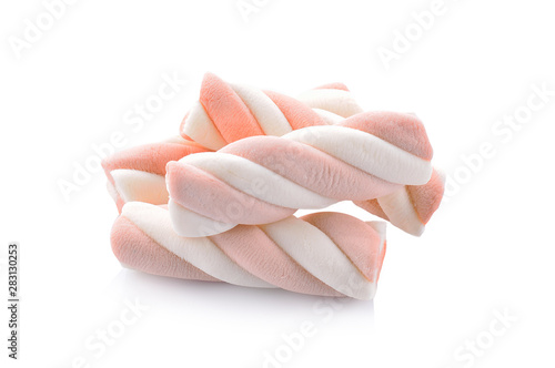 Marshmallows pastel isolated on white background photo