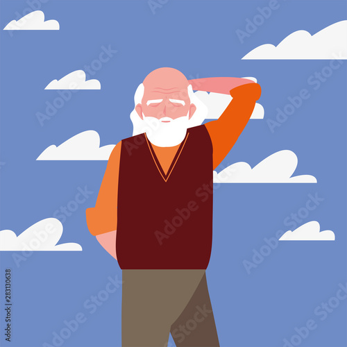 happy grandparents day flat design