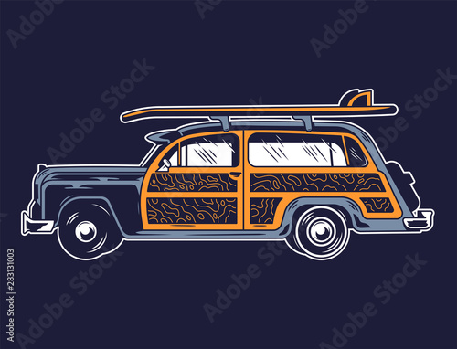 Vintage graphic old school car
