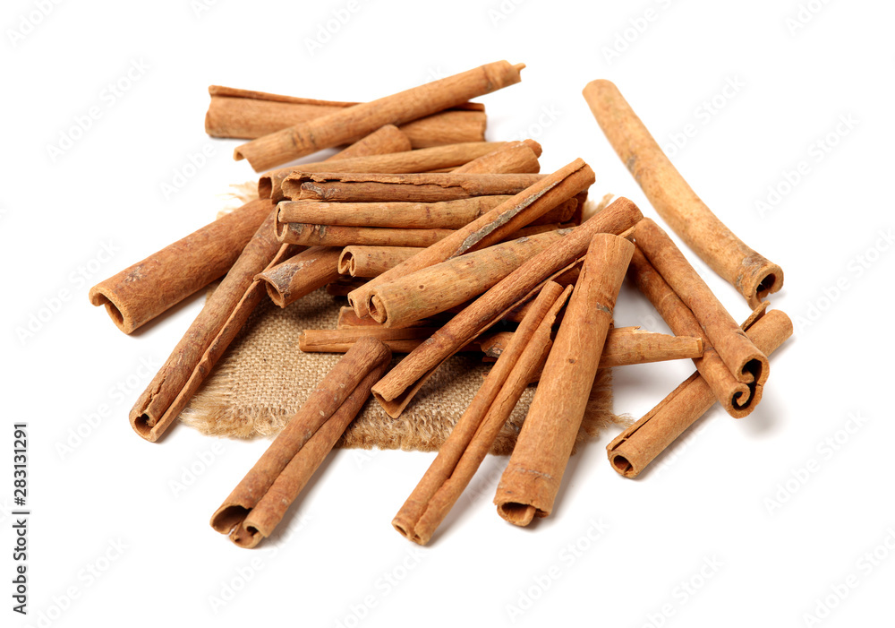 Cinnamon on a white background Cinnamon on a white background