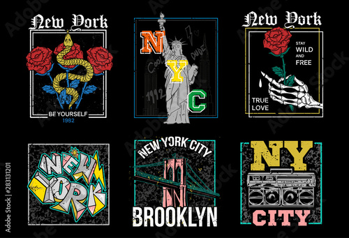 New York City USA NYC set 