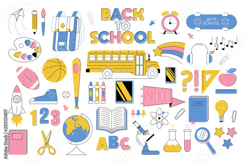 Big education set collection icons