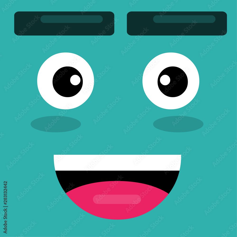 blue square happy expression vector illustration blue square happy expression vector illustration