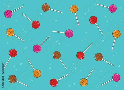 Lollipop Candy Background Pattern, Candy Wallpaper Illustration Packs Vector Seamless Texture Icon, Chocolate, Strawberry, Vanilla, Orange Symbols