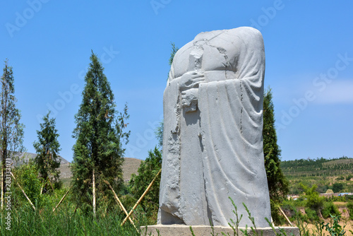 Stone carvings damaged by tombs in Weinan, Shaanxi, China photo