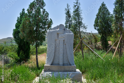 Stone carvings damaged by tombs in Weinan, Shaanxi, China photo