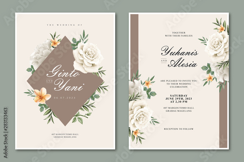 Elegant wedding card with floral frame multi purpose