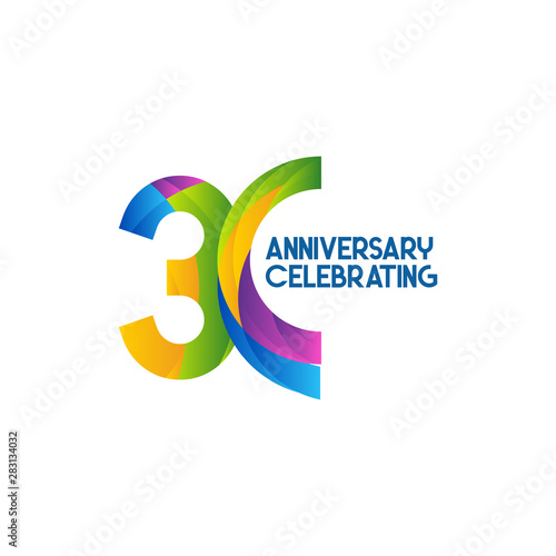 30 Years Anniversary Celebrating Vector Template Design Illustration