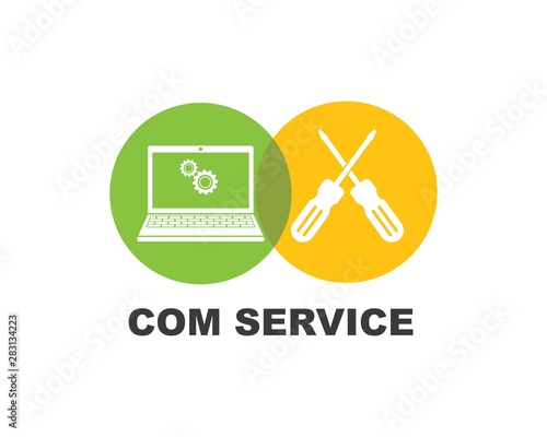 computer service and repair logo icon vector illustration