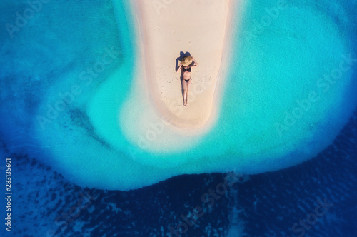 Aerial view of a girl on th...