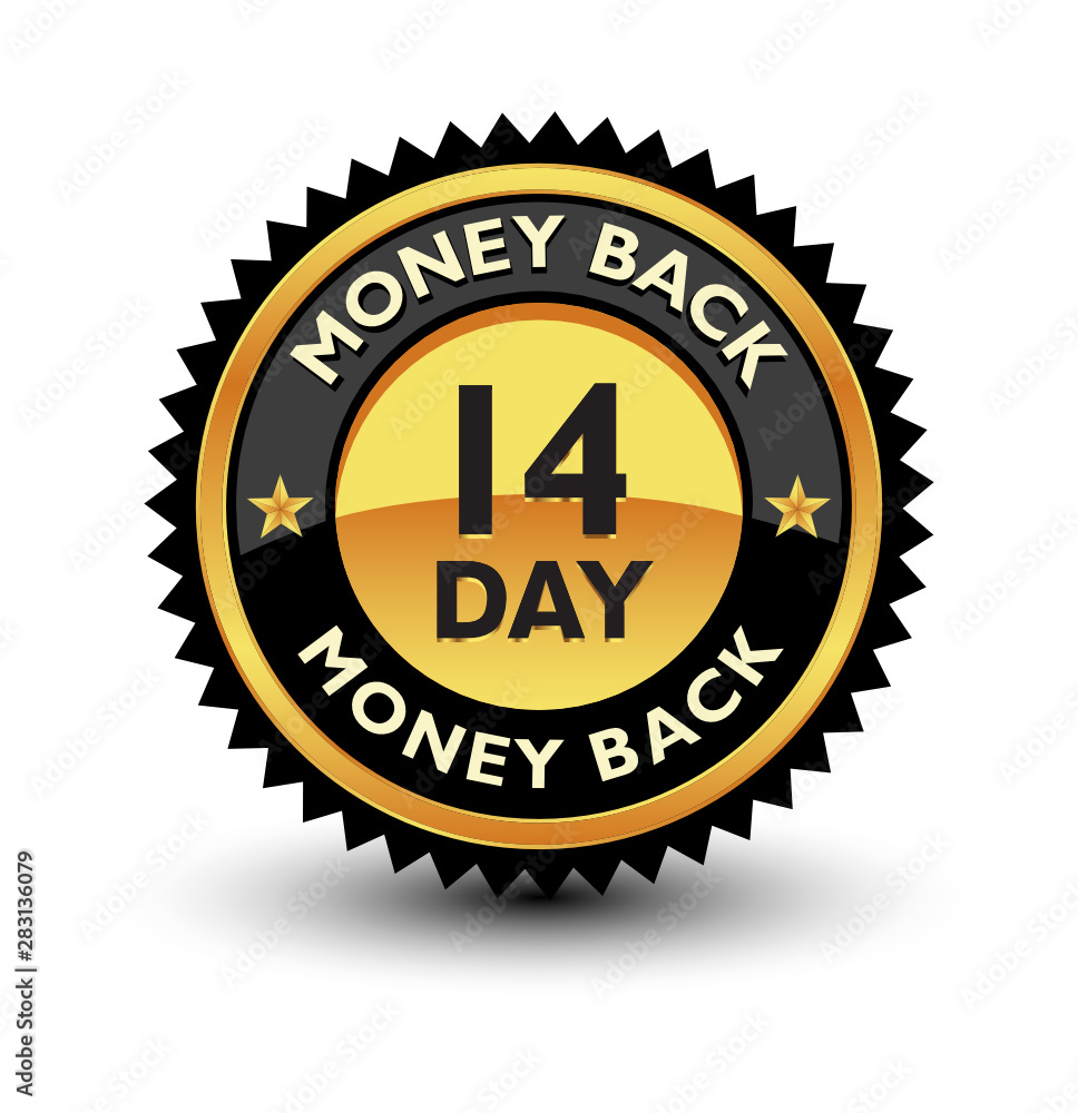 Powerful 14 day money back guaranteed badge, sign, label, seal. Powerful 14 day money back guaranteed badge, sign, label, seal.