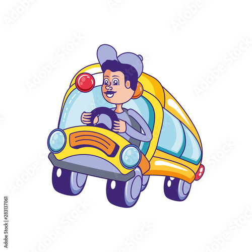 bus school transportation with driver isolated icon