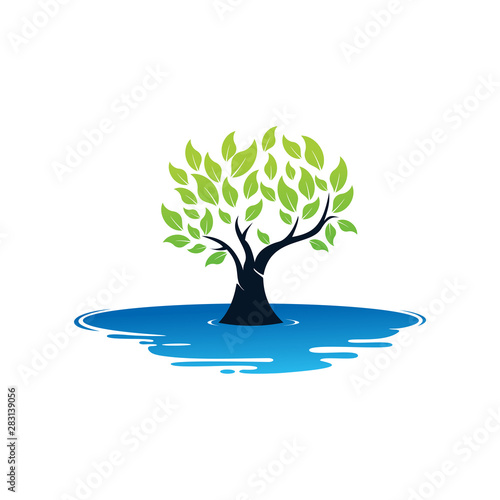 Tree Water Logo Template Design Vector, Emblem, Design Concept, Creative Symbol, Icon