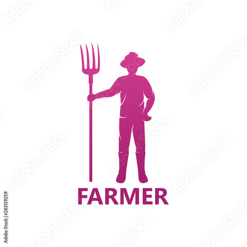 Farmer Logo Template Design Vector, Emblem, Design Concept, Creative Symbol, Icon