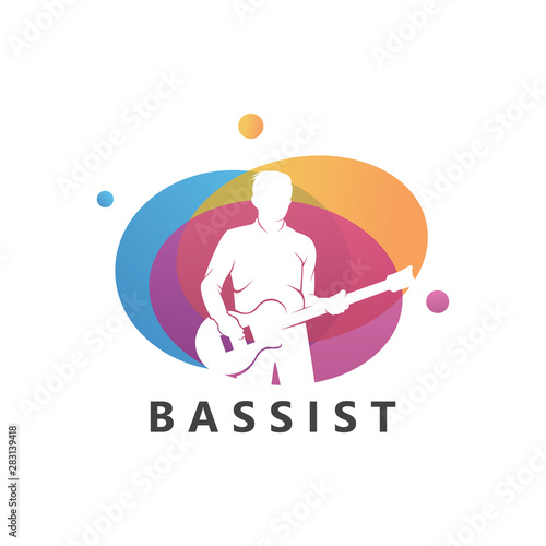 Bassist Logo Template Design Vector, Emblem, Design Concept, Creative Symbol, Icon