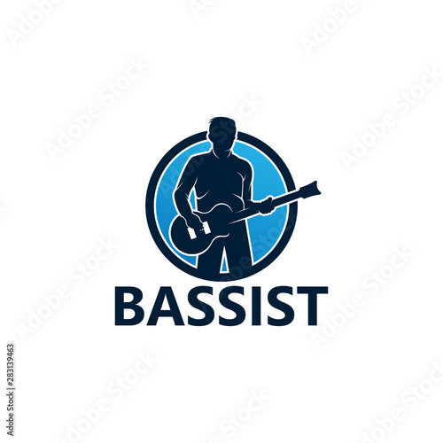 Bassist Logo Template Design Vector, Emblem, Design Concept, Creative Symbol, Icon