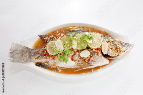 steamed seabass with lemon sauce