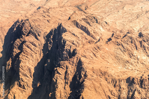 Aerial view of egyptian desert mountains.
