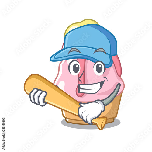 Playing baseball kakigori is served into character glasses