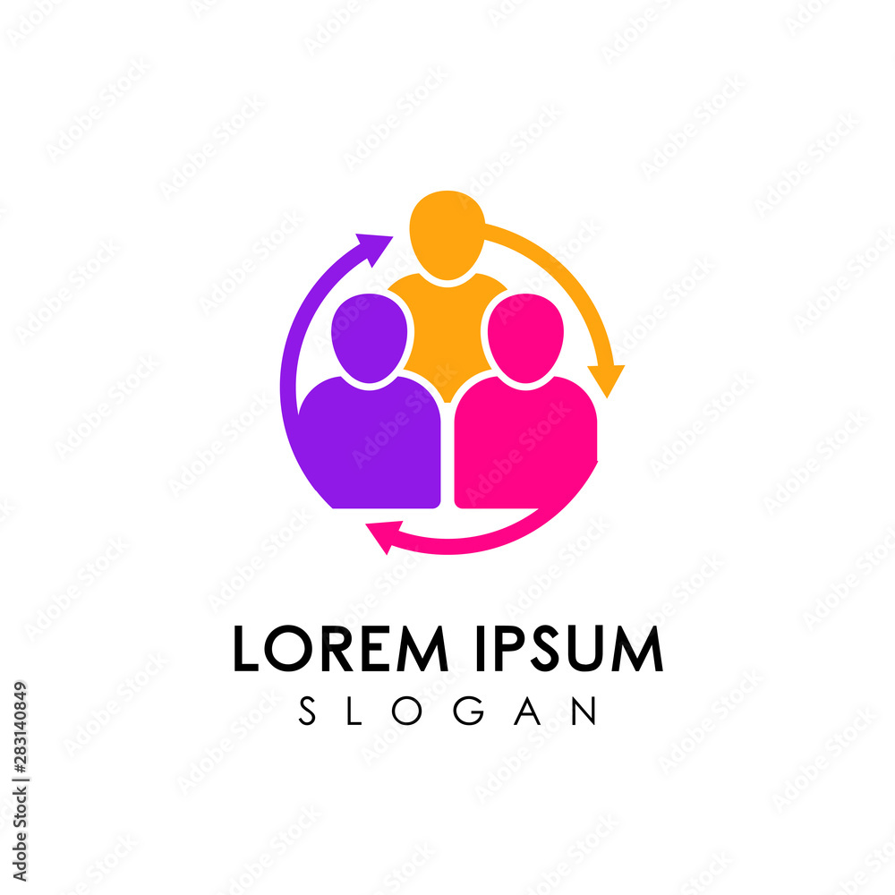 Teamwork and community logo design vector. Adoption and social network logo design template. Teamwork and community logo design vector. Adoption and social network logo design template.