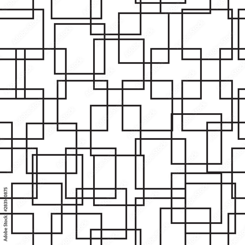 Vector abstract seamless square pattern. Geometric line seamless pattern.