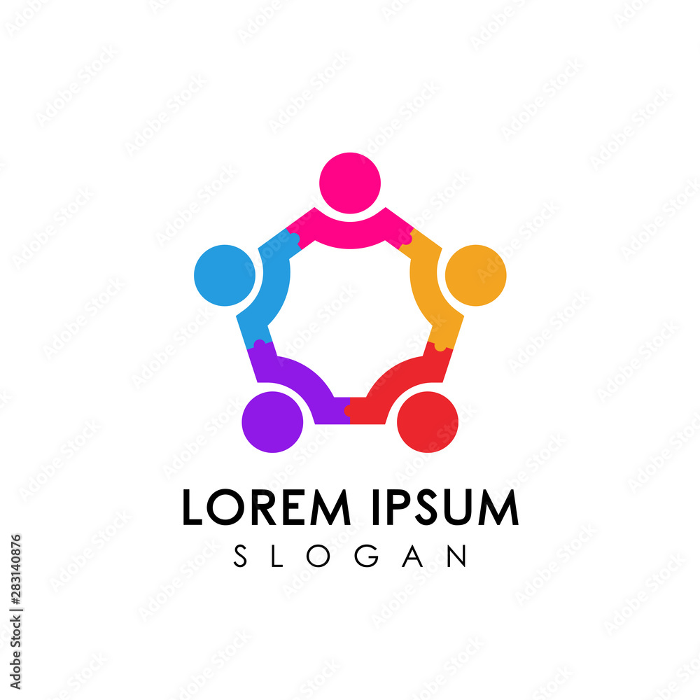 Teamwork and community logo design vector. Adoption and social network logo design template. Teamwork and community logo design vector. Adoption and social network logo design template.