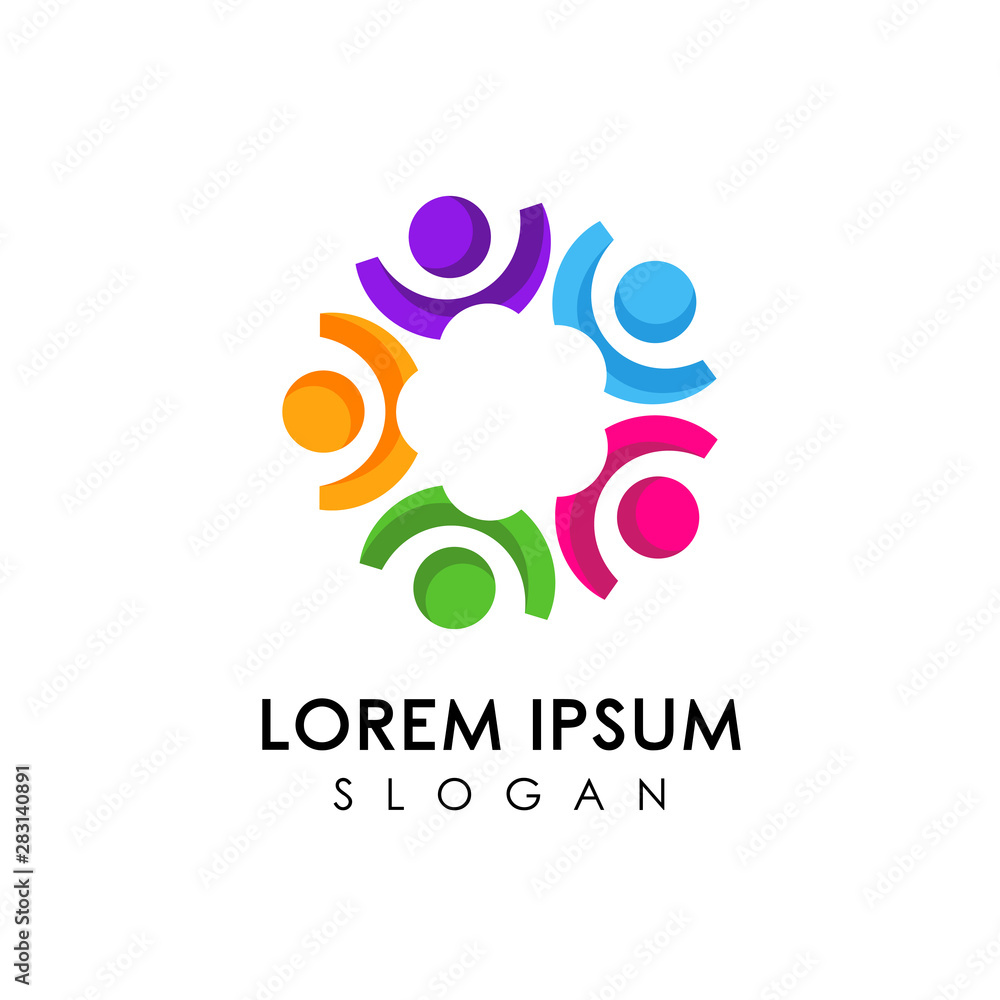 Teamwork and community logo design vector. Adoption and social network ...