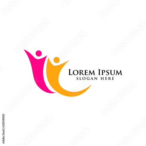 Teamwork and community logo design vector. Adoption and social network logo design template.