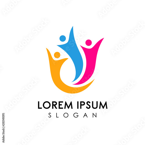 Teamwork and community logo design vector. Adoption and social network logo design template.