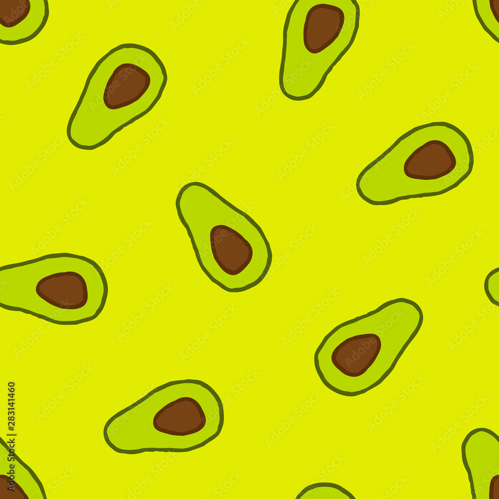 Fototapeta premium Vector seamless pattern with hand drawn avocados.