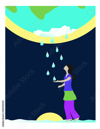 Climate Change Melting Earth Ice Woman