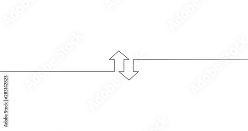 two linear arrows up down icon, two arrows linear sign yellow background. vector illustration.