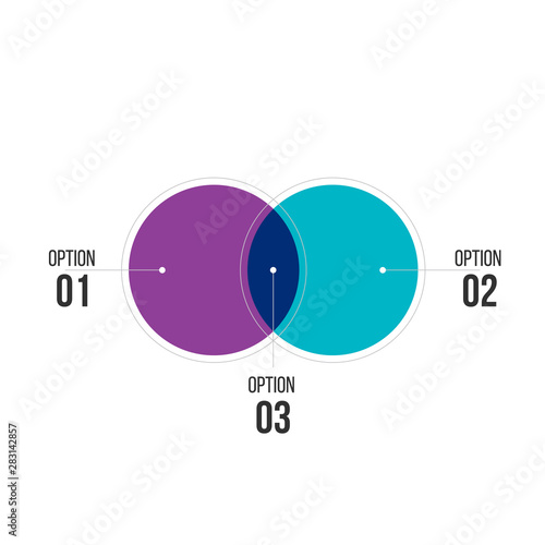 Billede på lærred diagram infographics for two circle design vector and marketing can be used for workflow layout, annual report, web design