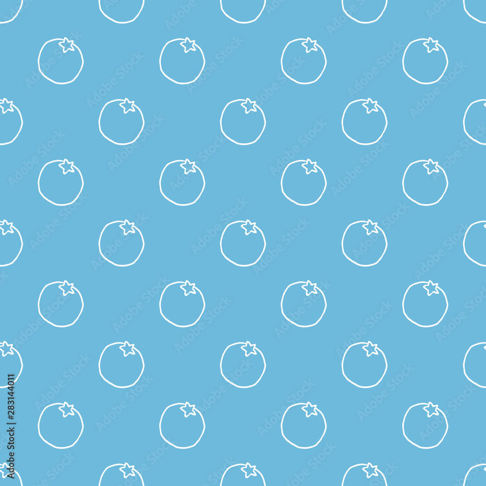 Vector seamless pattern with hand drawn outline blueberries.
