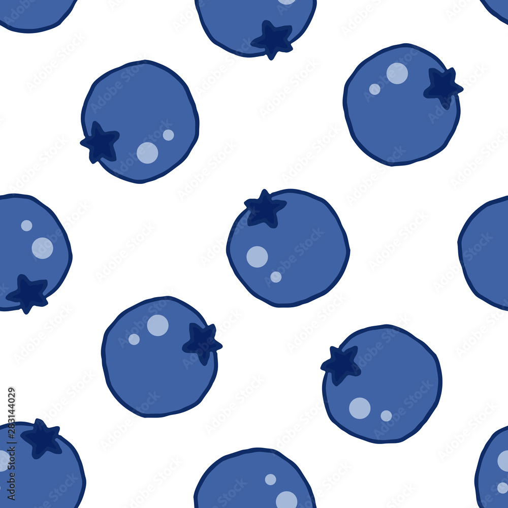 Vector seamless pattern with hand drawn blueberries.