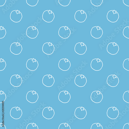 Vector seamless pattern with hand drawn outline blueberries.